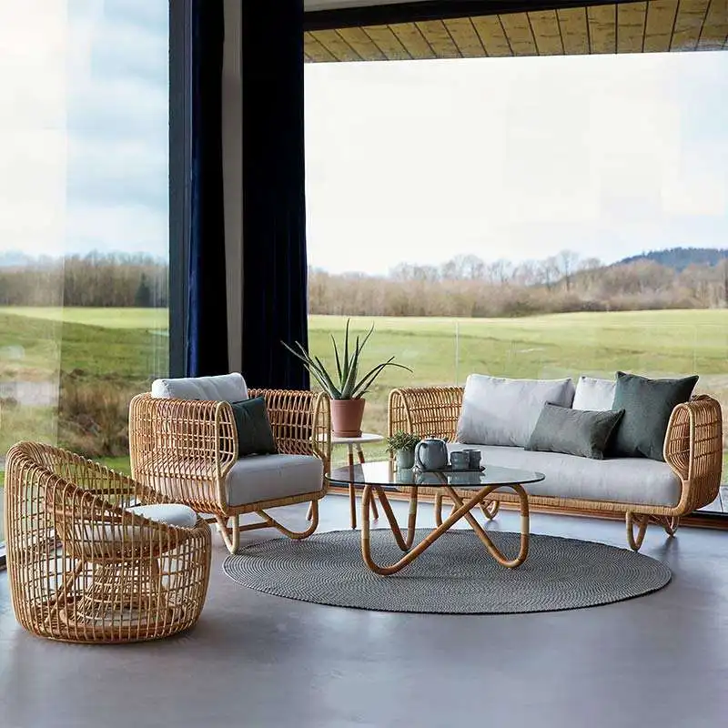 Rattan Furniture Wicker Outdoor Patio Pool Rattan Round Sofa Cover Contemporary Garden Set Garden PE Set Magnolia Tv Furniture