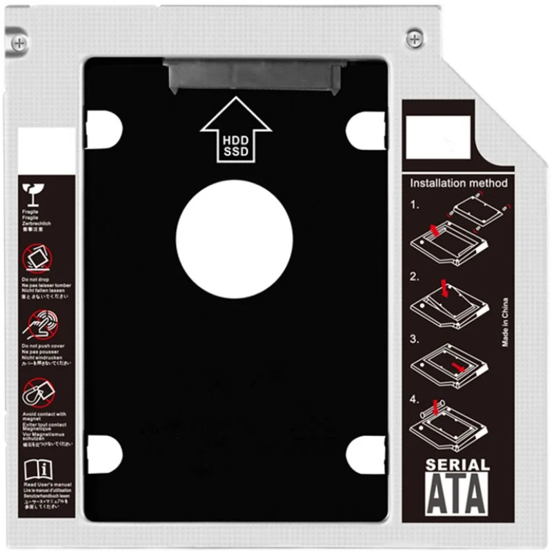 Алюминиевый 12 7 мм 2 5 дюйма 2-й жесткий диск Caddy SATA3.0 SSD кронштейн адаптер второй hdd caddy