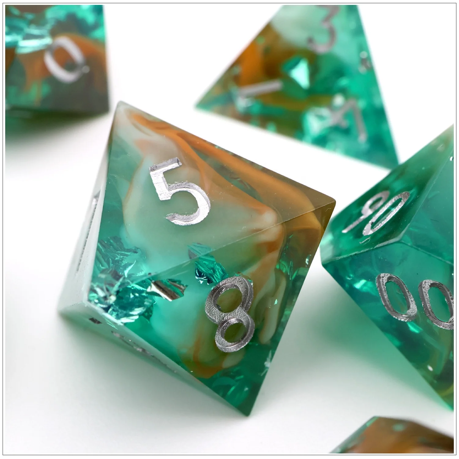 Sharp Edge Handmade Dice Set,Polyhedral Resin Role Playing DND Dice D4 D6 D8 D10 D12 D20 D100 for Tabletop Board Game Pathfinder