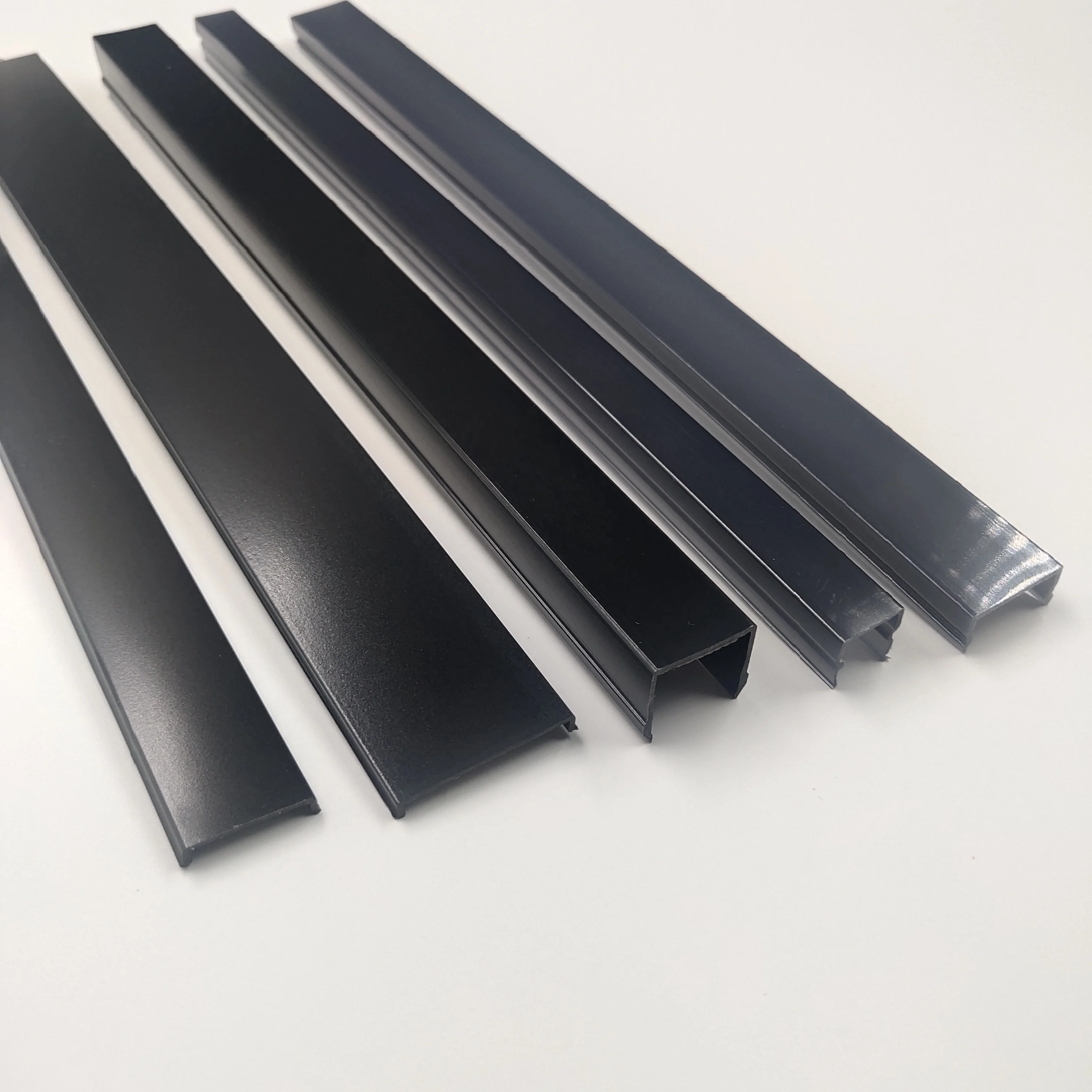 New plastic extrusion as frosted lens for linear lighting match of the platform matte dark black lens finished