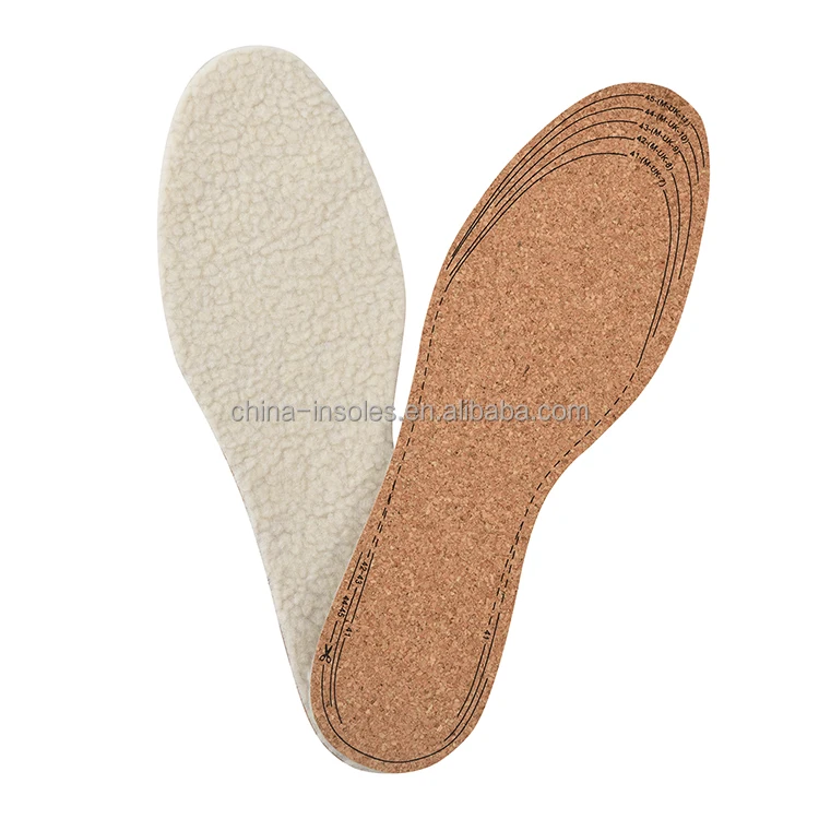 woman man shock-absorbing comfortable soft warm cashmere shoe insole manufacturer cork insole