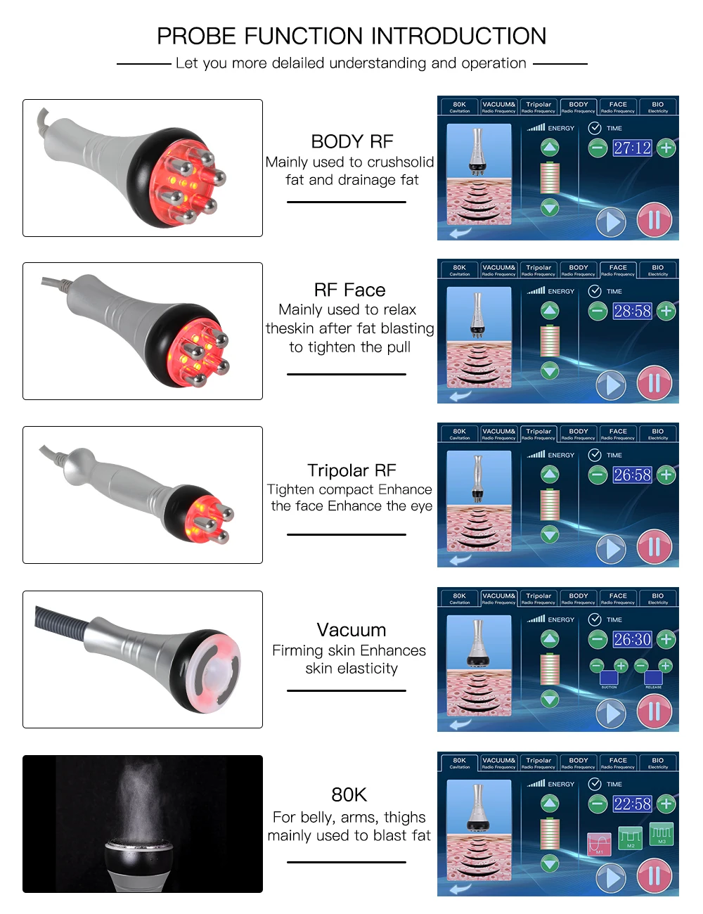 6 in 1 80K cavitati0n Home Use Beauty Equipment Multi Functional ultras0nic Machine with EMS pad