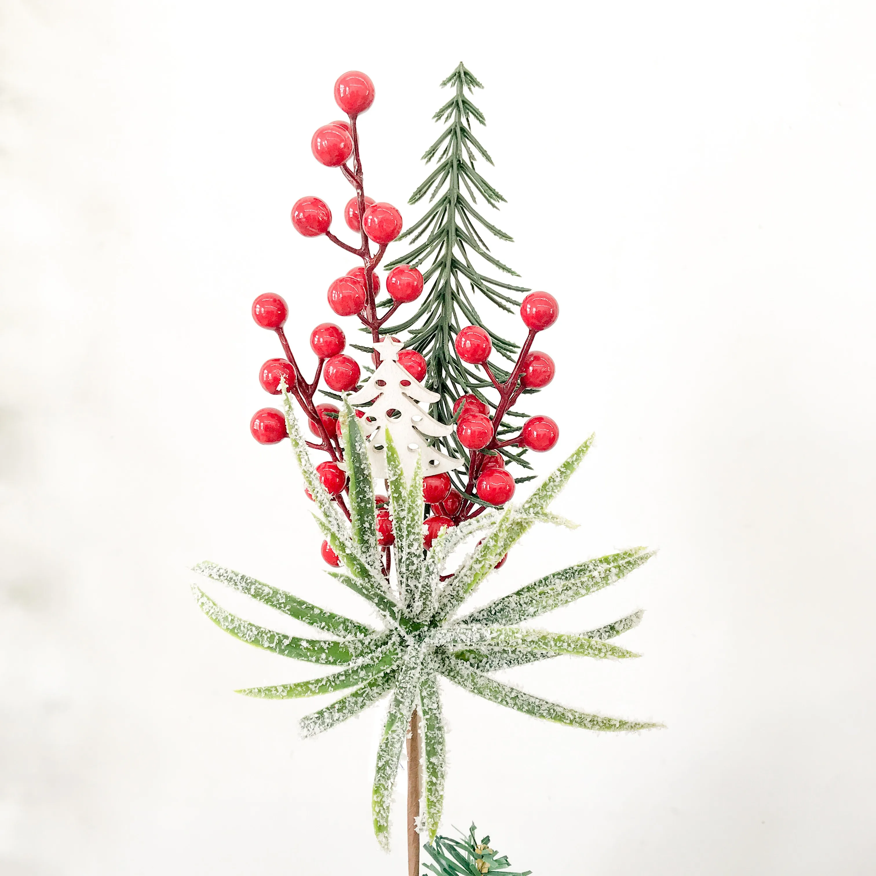 Artificial berries pine branches snowflakes water plants Christmas decorations