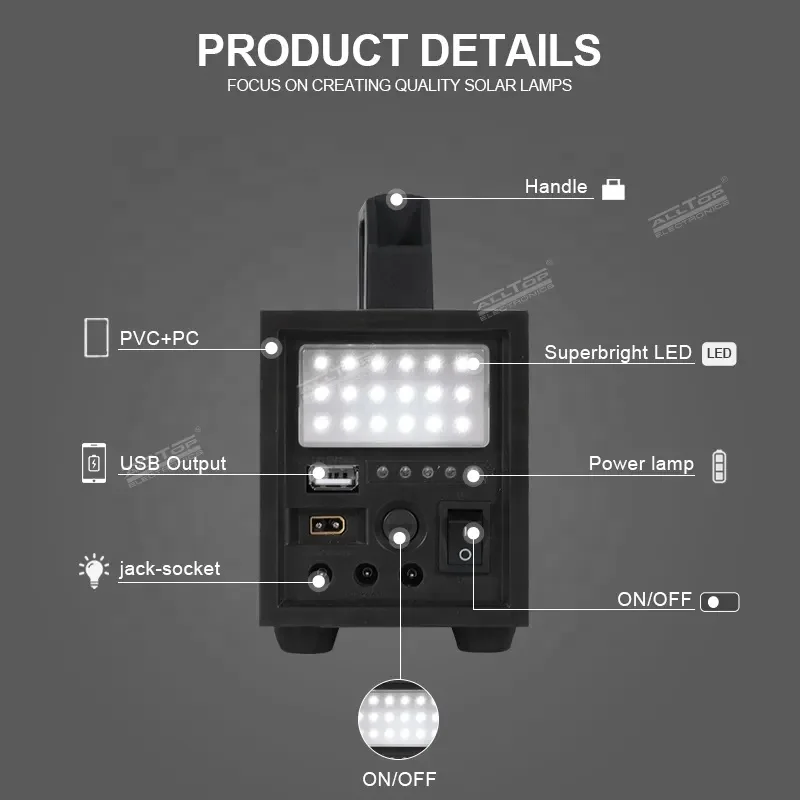 Alltop Portable Outdoor Power Energy Kit Dc Solar Led Lighting System To Provide Multiple Lights