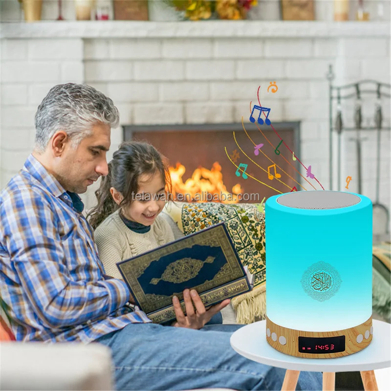 Telwah Wholesale Holy Islam Azan Clock Digital Quran Player LED Lamp Speaker For Children Muslim Gift