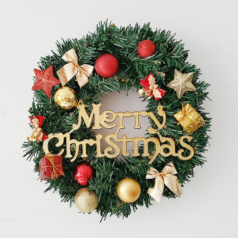 Factory Price Artificial 30 cm Large Christmas wreath for front door hanging window props background Christmas tree accessories