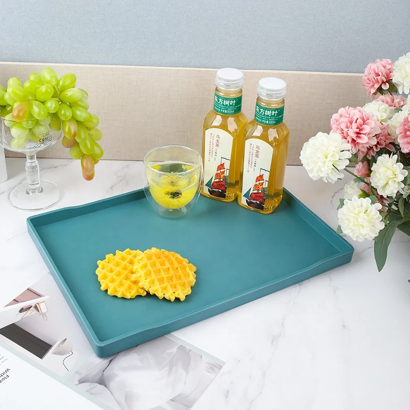 Straight edge color Plastic Serving Melamine Tray Stackable Thicken Melamine Tray For Restaurant Household Hotel