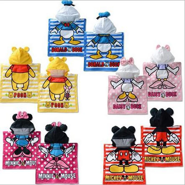 Kids Boy Hooded Towel Mickey Bathroom Beach Towel 100% Cotton Poncho Hooded Towel