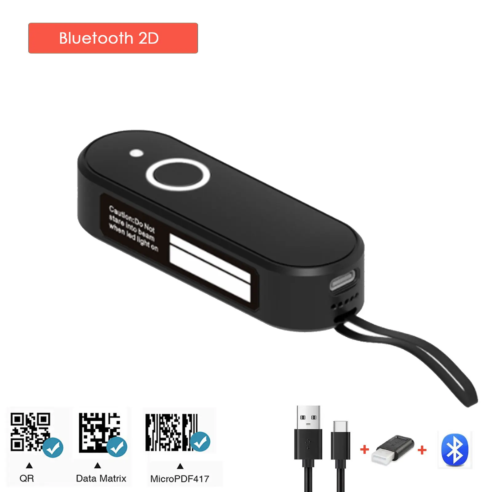 Small BT Barcode Scanner 2D QR Mini Size Bar code Reader Quick Read phone Android MAC Wireless Use