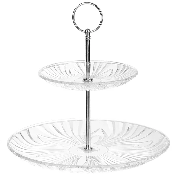 Wholesale 2 Tiered 3 Tiered Clear Plastic Dessert Cake crystal glass dried  fruit tray dried