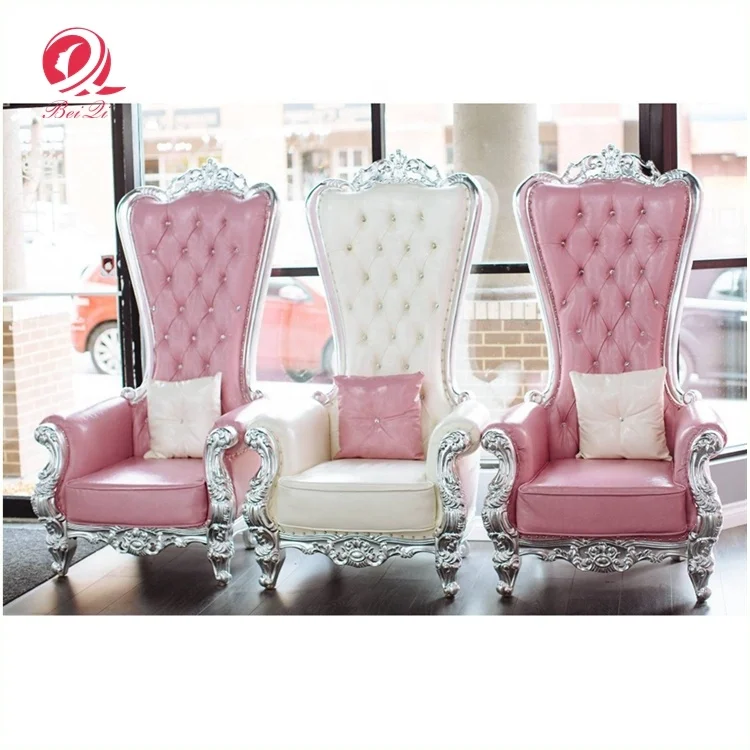 2019 China Hot selling pink salon furniture fashionable pedicure chair massage pink queen chair luxury wedding king