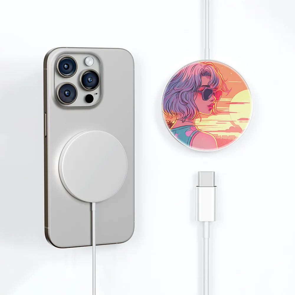 Type C 15W Fast Charging Thermal Transfer Sublimation Blank Personalized  Wireless Charger Suitable for Iphone Android Phones