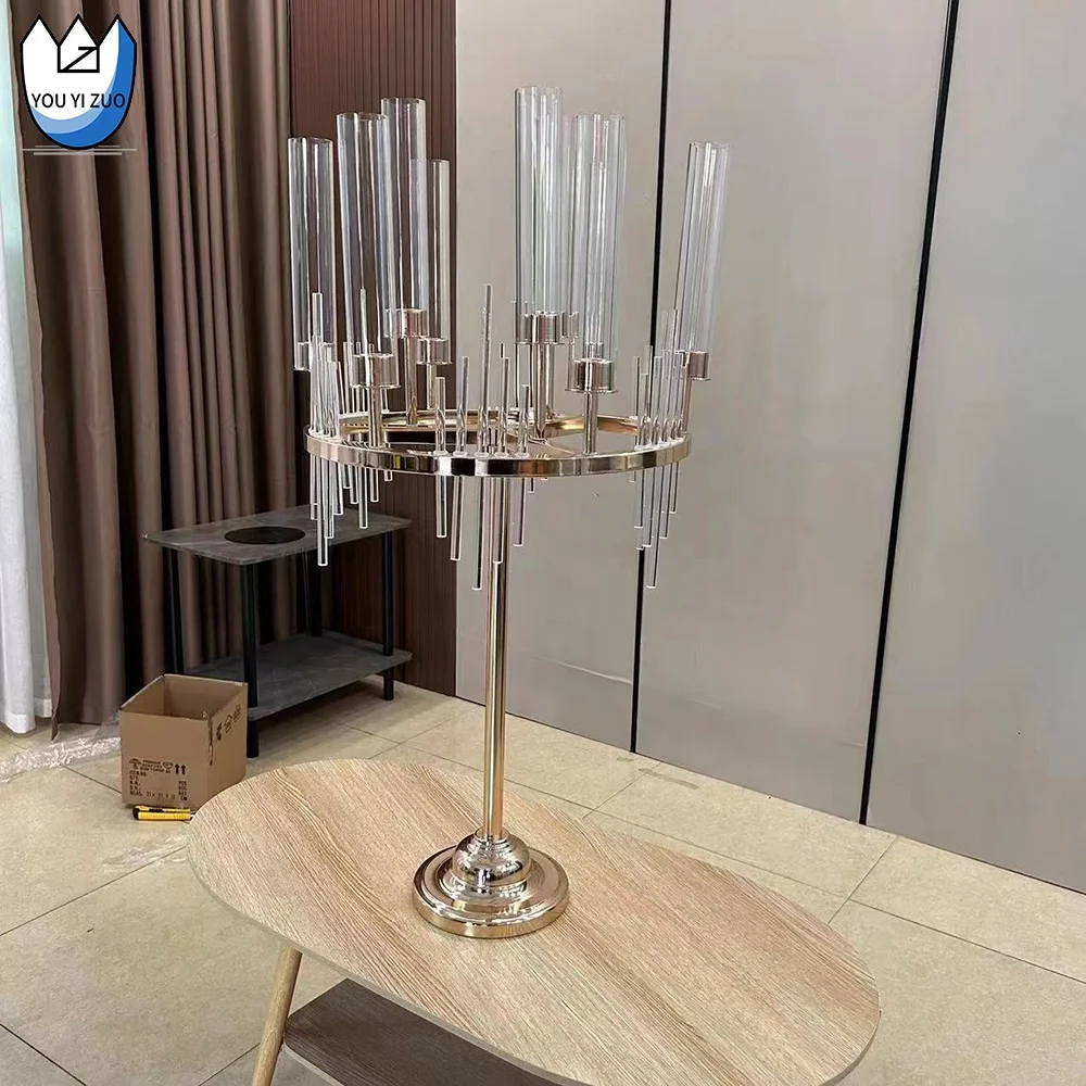YYZ Decorative Accents Gold Metal Candlestick Holder 36.6 inches Height Gold Candelabra for Wedding Event