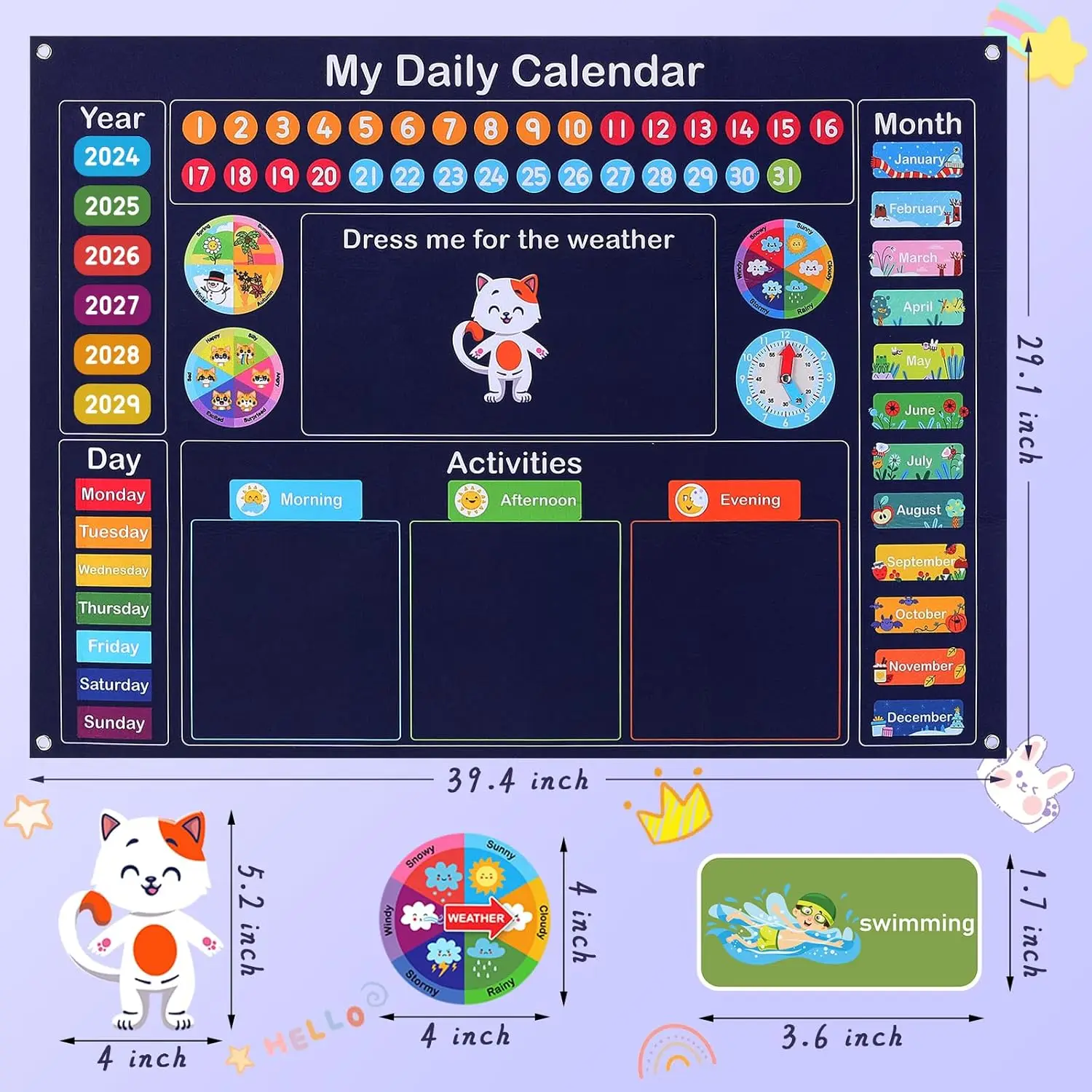 My Daily Calendar For Kids Early Childhood Learning Activities Felt Board Preschool Calendar For Home