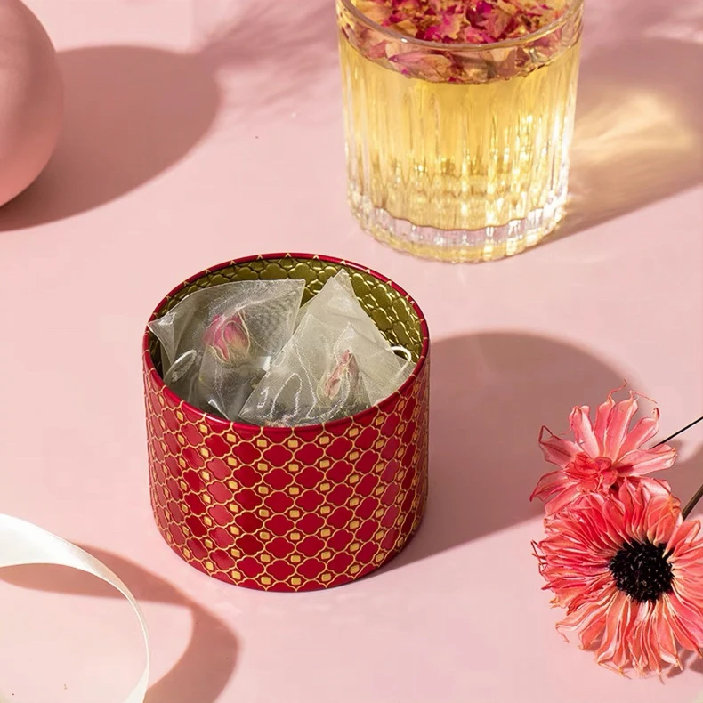 Creative Portable Metal Tinplate Gift Box Candy Tea Bag Storage Round Tin