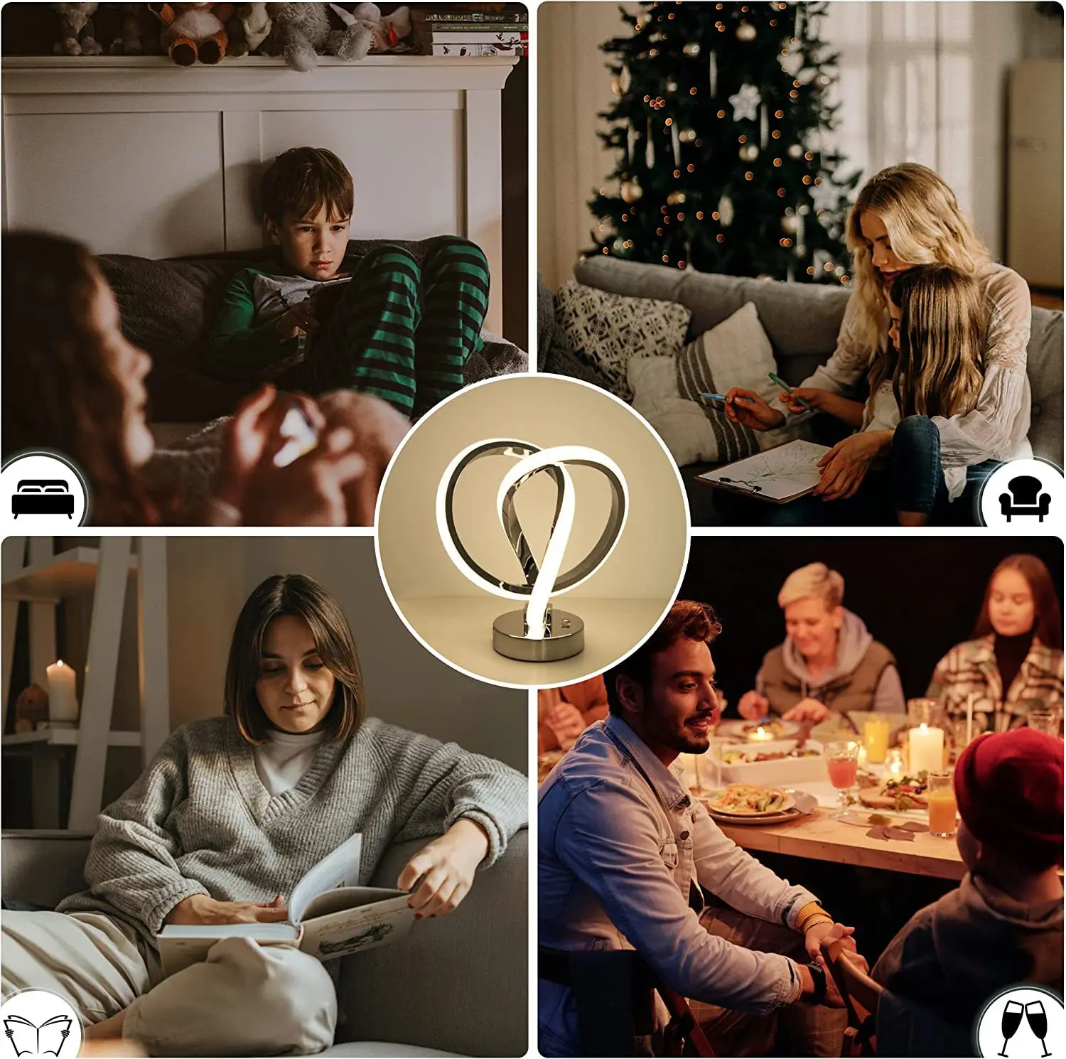 3-Step Dimmable Bedside Decorative Table Lamp Living Room Modern Spiral  Table Lamp Led Desk Light