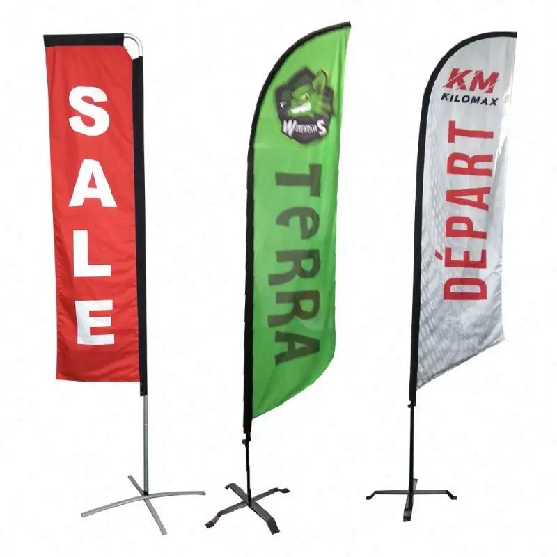 Custom LOGO Outdoor Advertising Flying Beach Flag Feather Flag With Spike Base Flag Banner