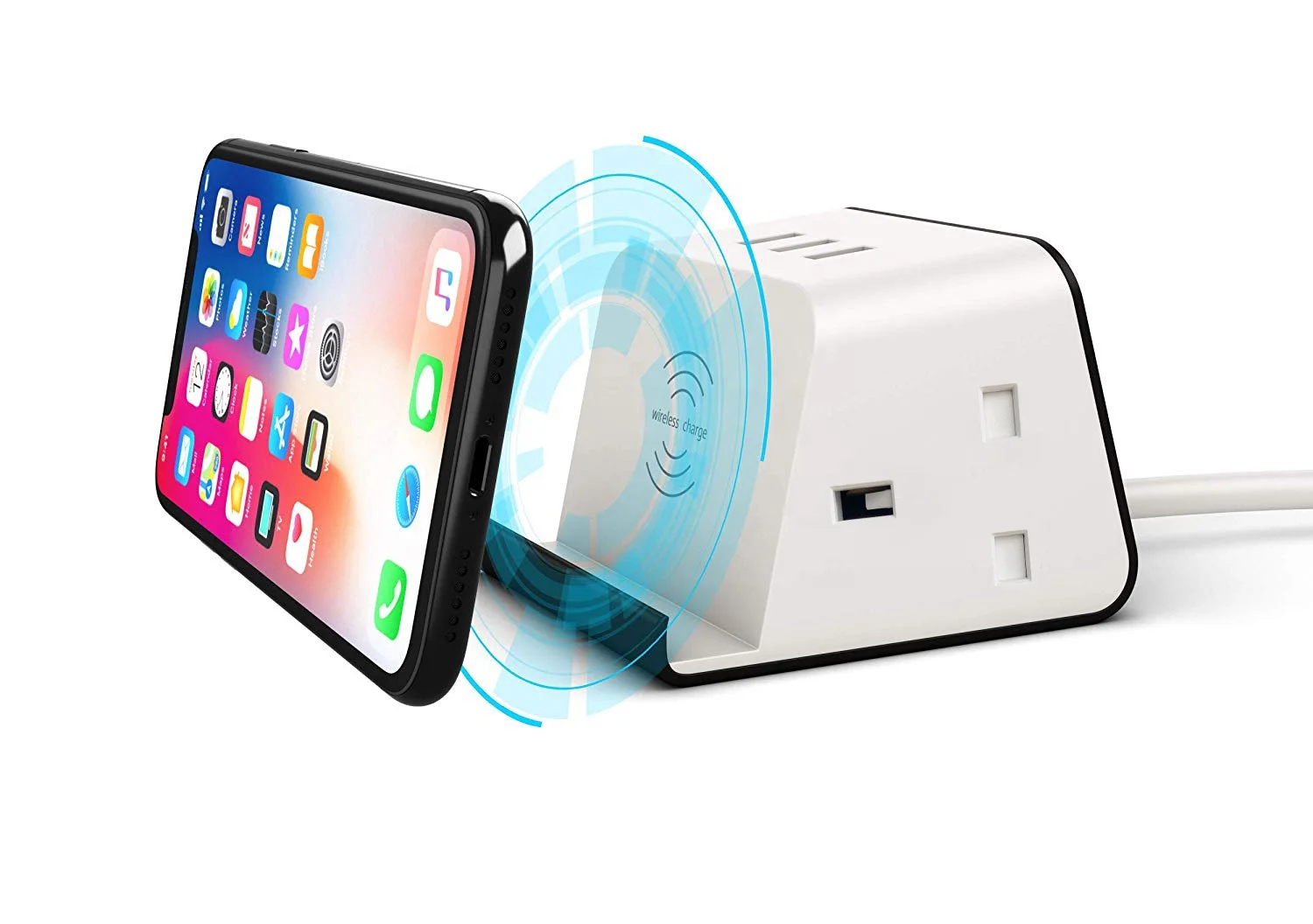  Hot selling universal outlet socket with Surge Protector smart power strip 2AC 3usb and wireless charger