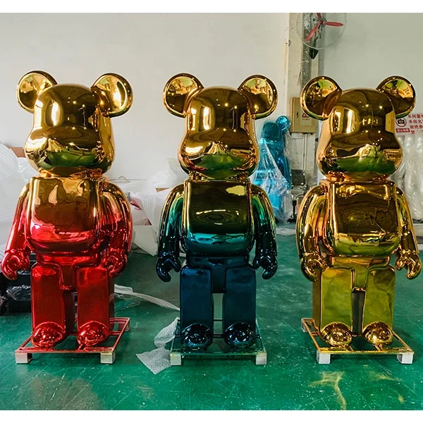 4.5 Feet Popular Indoor Decor Statues Electroplated Fiberglass Bearbrick Statue Display