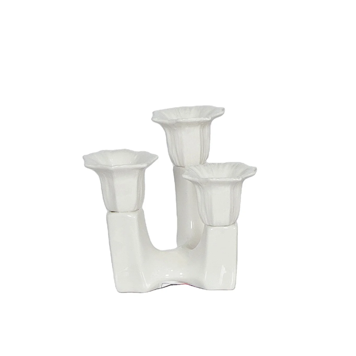 New Arrivals Ceramic Tulip Flower Design Candlestick Holder For Home Table Decor Gifts