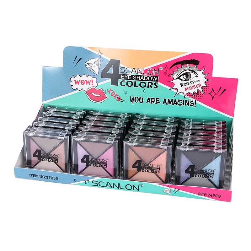 Custom Professional Eyeshadow Pigment 4 Colors Mixed Purple Muslim Vegan Mineral Eye Shade Shimmer Eyeshadow Palette OEM