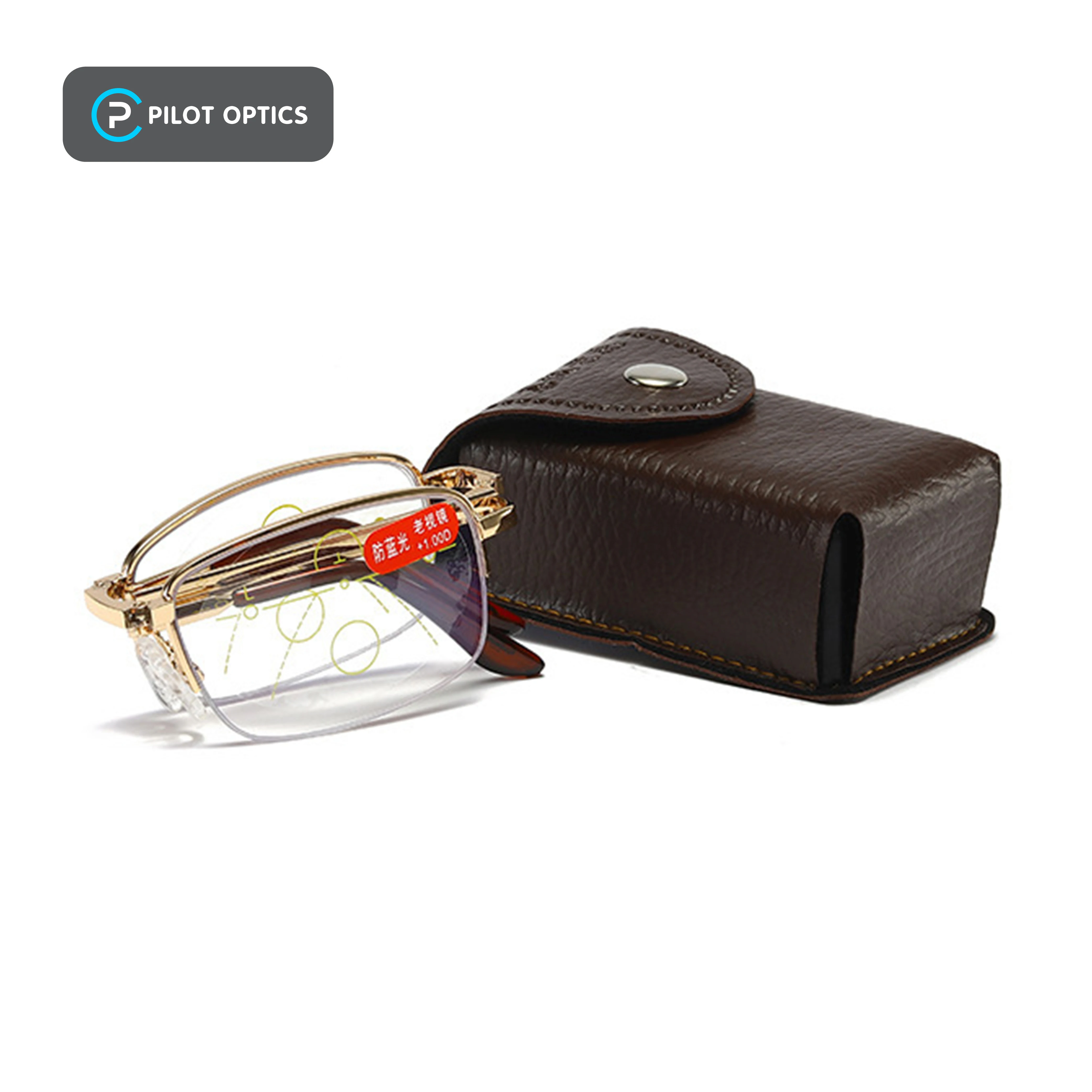 Pilot optics Portable Multifocal Men Women Anti-Blue Ray Presbyopic Progressive  Folding Reading Glasses