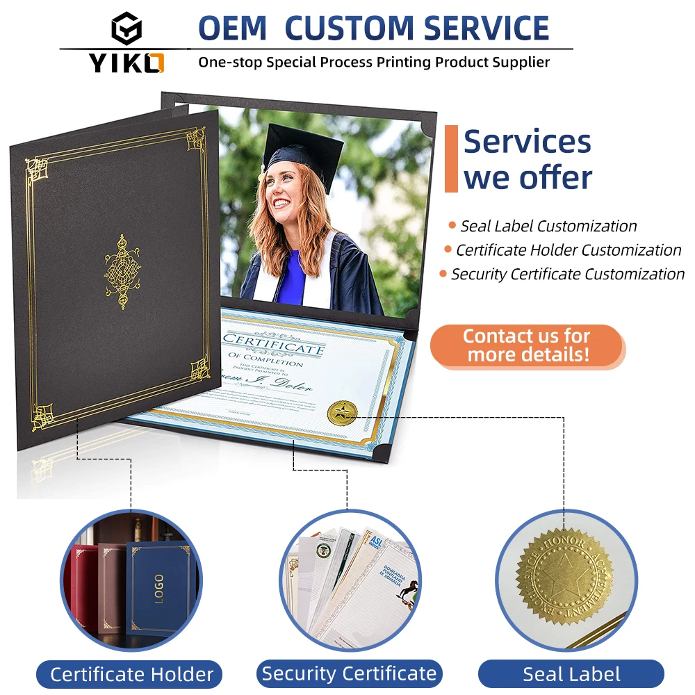 Custom Security Certificat A4 University Diploma Paper Printing Certificat With Holographic Seal and Silver Foil Stamping