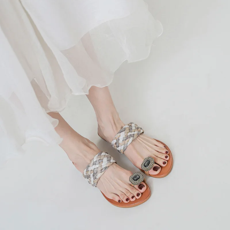 Wholesale Summer Trendy Roman Shoes Open Toe Flat Sandals Beach Women Flipflop Flat Sandals Comfortable Casual Sandal