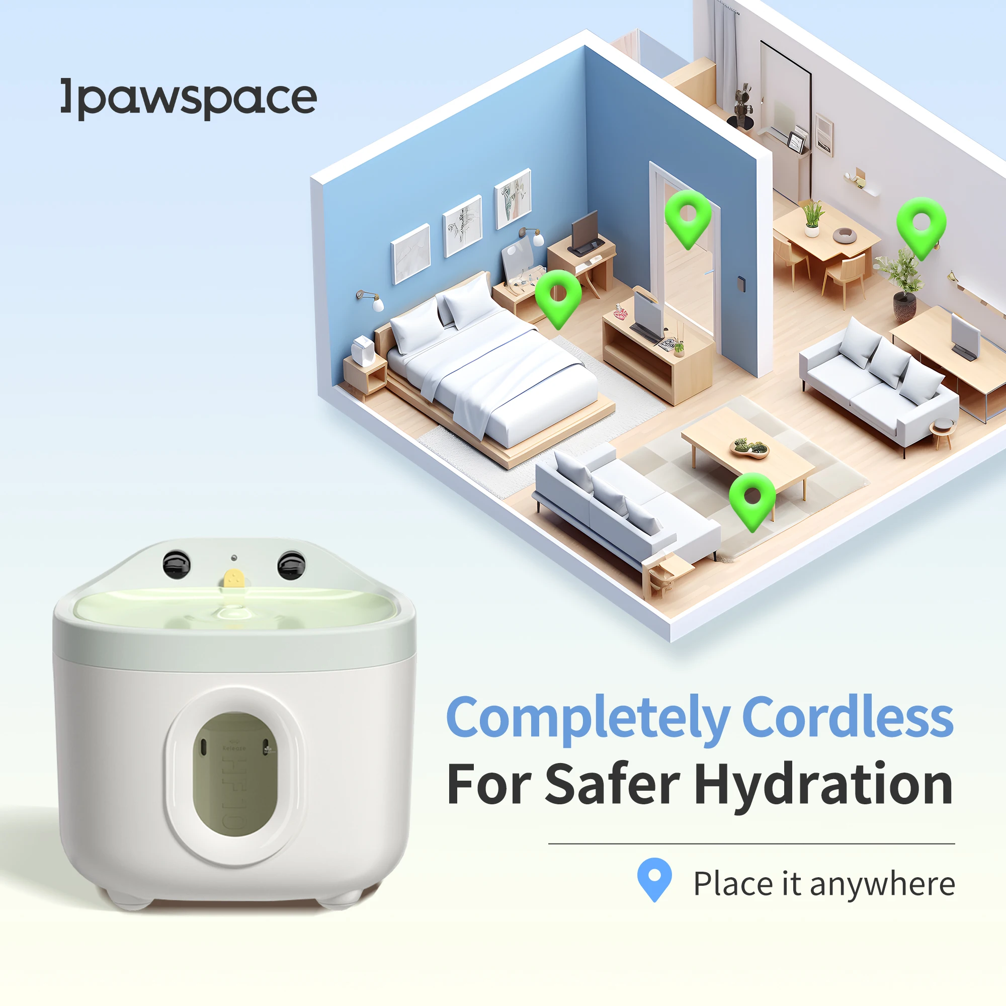 Large Capacity Wireless Pet Water Fountain Far-infrared Sensor Multi Modes Options Pet Water Fountain