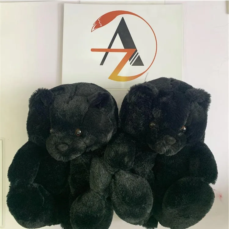 1 Pair Customized Logo Colorful Slippers For Women Soft Fluffy Baby Teddy Bear Slippers Sandals