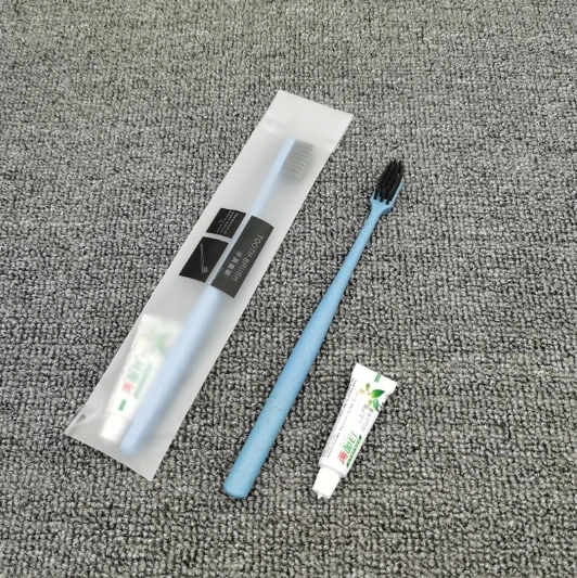 Environmentally friendly adult degradable bamboo charcoal fiber professional OEM/ODM hotel disposable toothbrush with paste