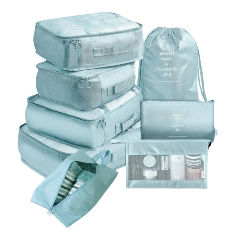 Car Boot Organizer Bag Set Travel Luggage Organizer Bag with Buckle Foldable Travel Cube Set Lingerie/Shoe/Toilet Make-Up Bag