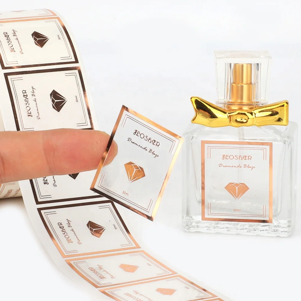 Factory wholesale Transparent Packaging Labels Custom Product Logo Printing Rose Gold Foil Clear Vinyl Stickers