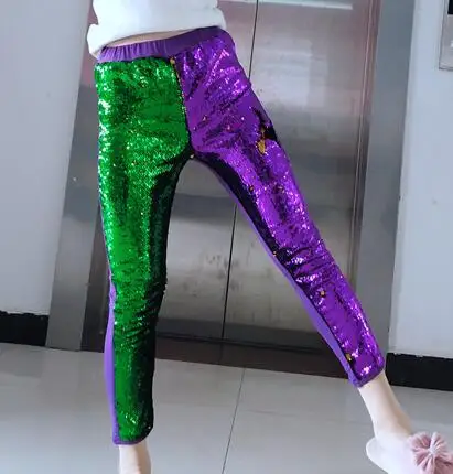 New Arrival Mardi Gras Pants Mommy and me pants kids shorts manufacture green Purple and Gold Reversible Sequined Pants