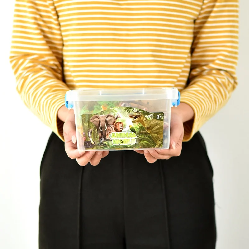 20-Piece Plastic Animal Toy Set Inculding Eight Big Aniamls 24 Small Animal Toys And Four Trees