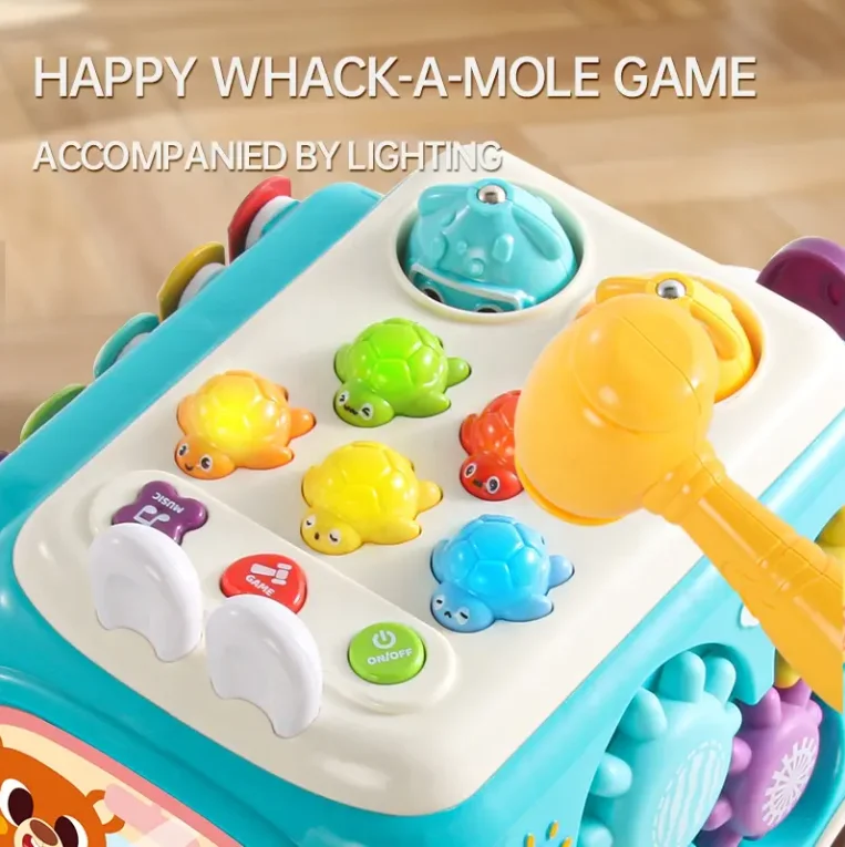 Hot sale 6 IN1 Montessori Educational Toys Knock Piano Fishing Game Gear Kids Musical Learning Toys Sliding Car Baby Bus Toy