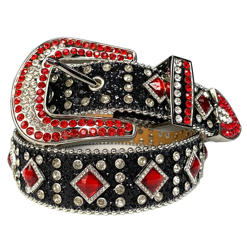 TENGMEI Sparkly Western Cowboy Black Rhinestone Concho Belts For Men Women Diamond Studded Crystal Belt Strap Vendor