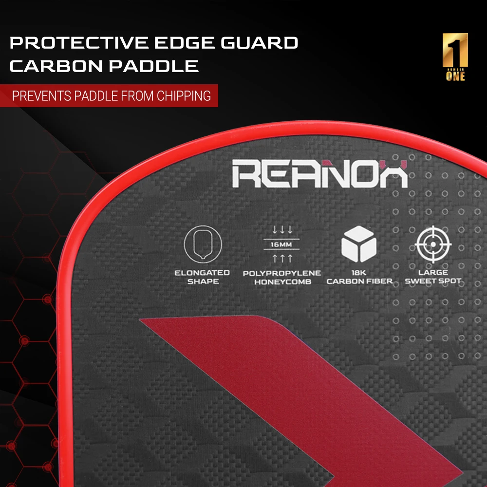 REANOX 18K 3D Pattern Thermoformed Raw Carbon Surface Racket Foam Injected Wall Premium Control Pickleball Paddle