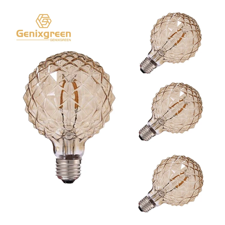 G95 Ice Shape Diamond Edison LED Filament Bulbs 4W 2200K 220 Gold Tint Led Lamp Dimmable E27 Decorative Lamp Chandelier Bulb