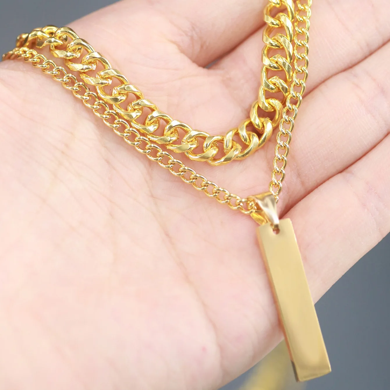 Stainless Steel Multi Layer Link Chain Hiphop Cuban Curb Chain Jesus Cross Pendant Necklace For Men Couple Friend Prayer Jewelry
