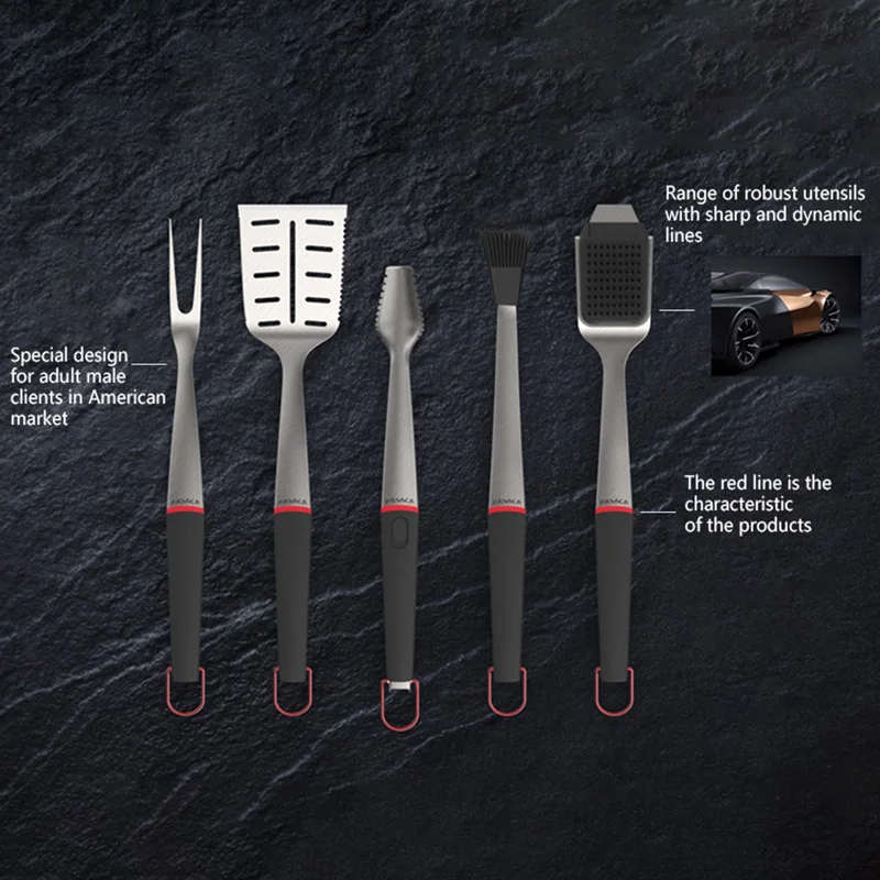 5 шт. из нержавеющей стали для барбекю из нержавеющей стали для кемпинга на открытом воздухе кухонная утварь набор для барбекю Посуда Набор инструментов для барбекю