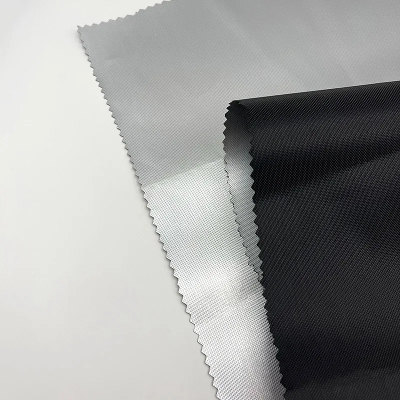 Silver PU coated cheap black oxford upf50+ waterproof shelter awning tent fabric