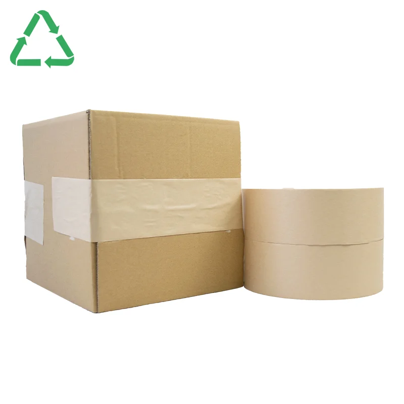 Eco-Friendly Packaging Wet Water Activated Gummed Paper Kraft Custom White Brown Tape