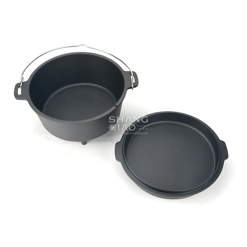 9 L camping fire pot campfire Ready Baked dutch oven grill pot Cooking pot BBQ Cast Iron  camp oven with lid lifter