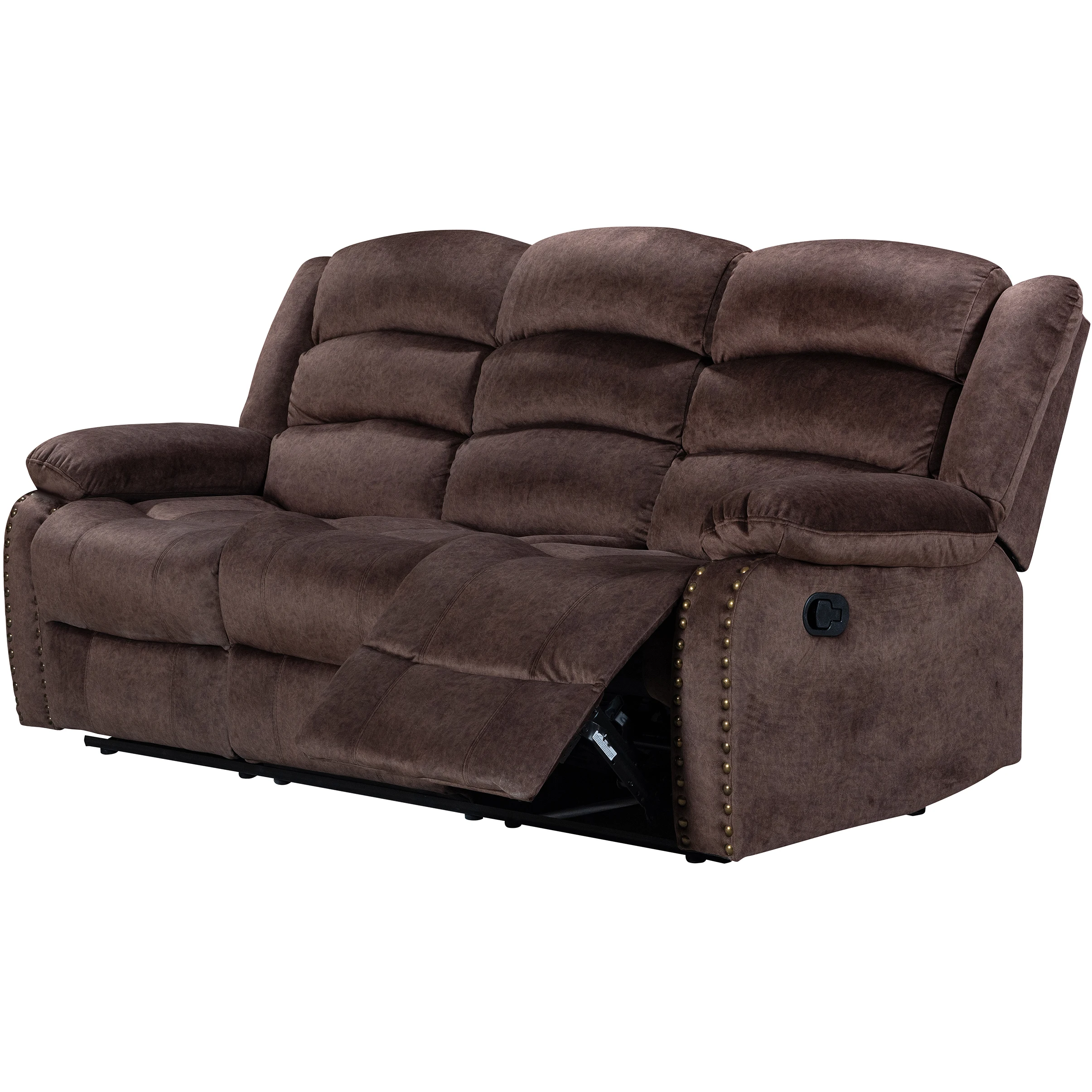 Velvet Fabric Brass Nail 3 Hot Selling Brown Modern Living Room American Style seaters Recliner Sofa
