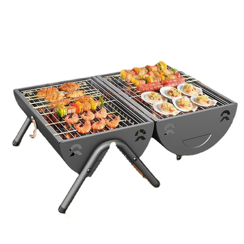 Outdoor bbq Double-sided Household Charcoal Smokeless Grill Multi-functional round Portable Barbecue Grill