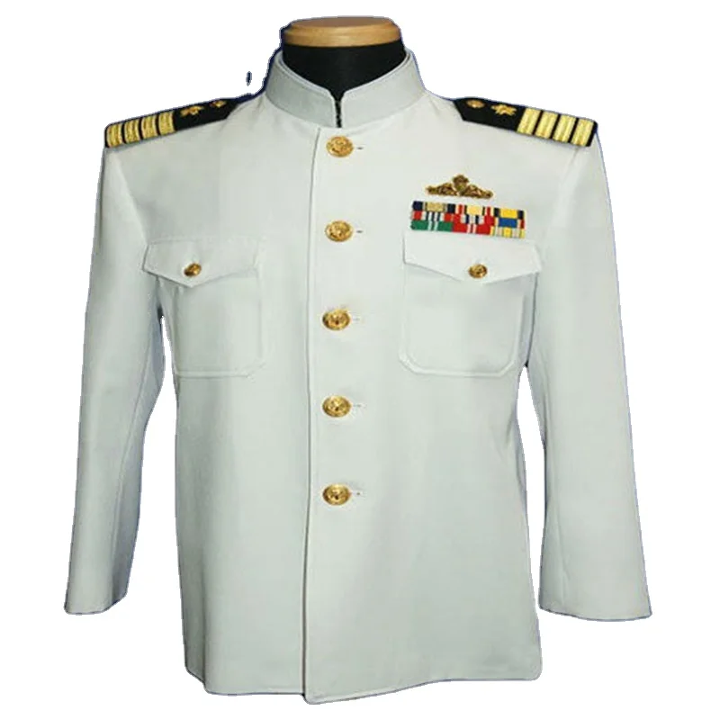 wool officer navy white uniform Stage performance uniform Drama props clothes