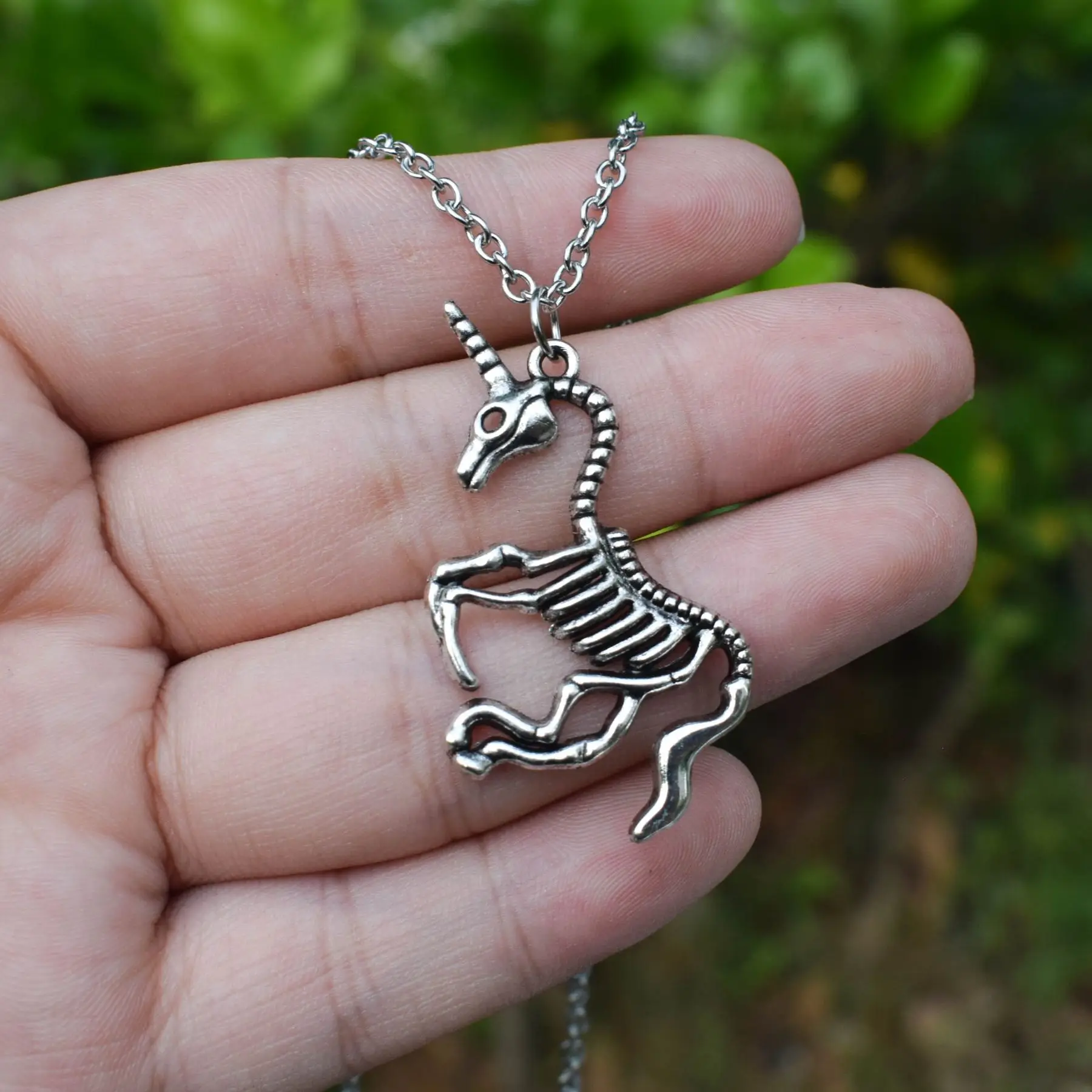 Antique Silver Charms Skeleton Horse Skull Unicorn Earrings Necklace Finding for DIY Handmade Pendant Jewelry Set
