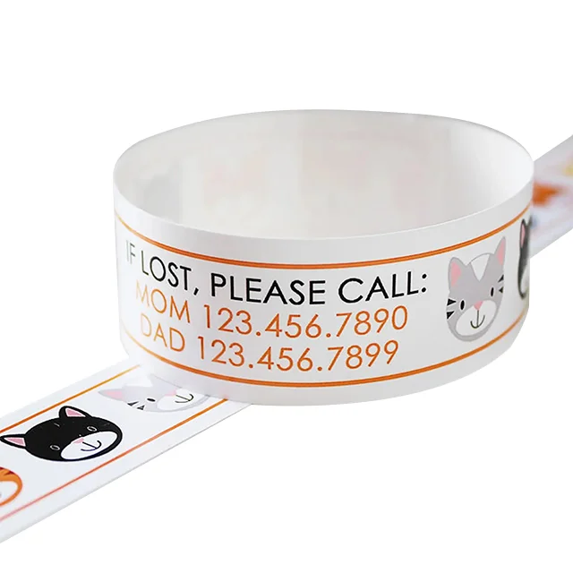 Tear-Resistant Waterproof Dupont Paper Wristband Tyvek Paper Wrist Strap Bracelet For Party Events