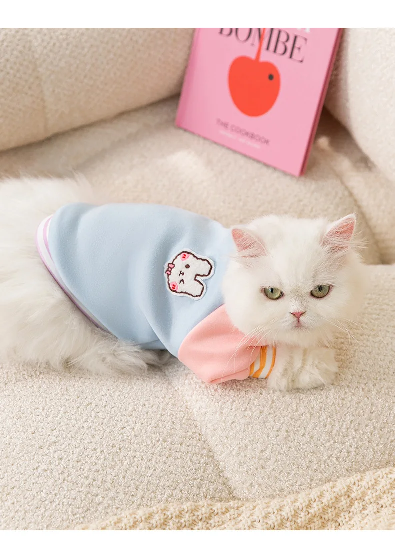 Luxury Rainbow Contrast Sweater Puppy Dog Cute Rabbit Two-legged Sweater Pet Dog Cat Clothes